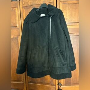 Loft women’s winter jacket size XL black off center zipper waist neck bu…